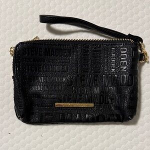 Steve Madden Embossed Black Wristlet